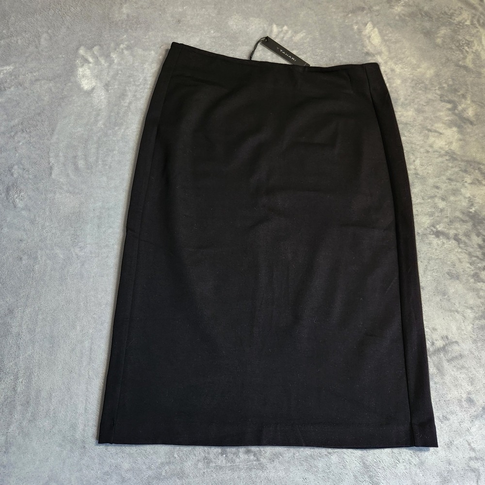 New T Tahari Women's Black Pencil Skirt Knit Stretch Pull On Wear to Work Large